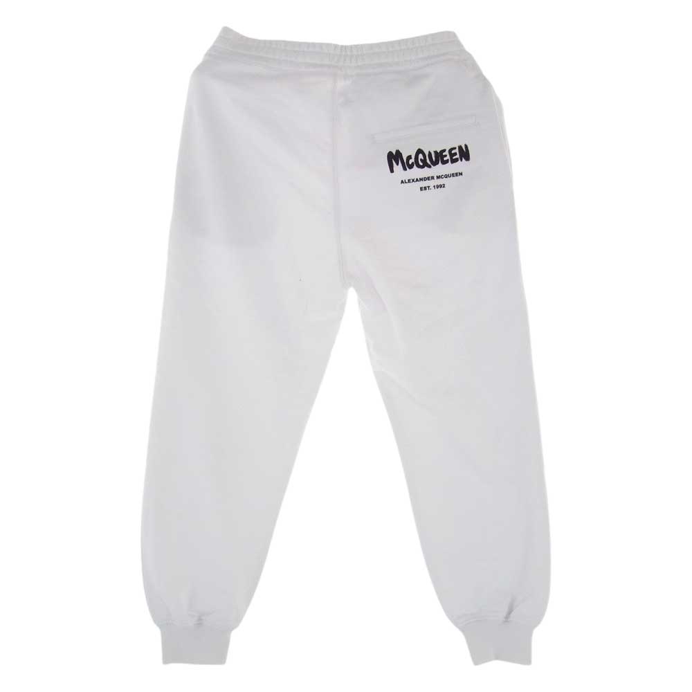 Alexander McQueen アレキサンダーマックイーン 658545 QZADI 0909 国内正規品 BRUSHED COTTON JOGGERS WITH LOGO PRINT ロゴプリント スウェットパンツ ホワイト ホワイト系 38【美品】【中古】