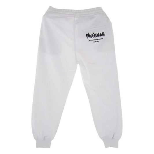 Alexander McQueen アレキサンダーマックイーン 658545 QZADI 0909 国内正規品 BRUSHED COTTON JOGGERS WITH LOGO PRINT ロゴプリント スウェットパンツ ホワイト ホワイト系 38【美品】【中古】
