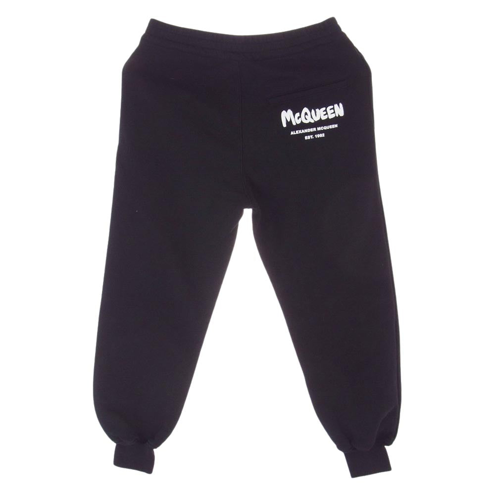Alexander McQueen アレキサンダーマックイーン 658545 QZADI 0520 国内正規品 BRUSHED COTTON JOGGERS WITH LOGO PRINT ロゴプリント スウェットパンツ ブラック ブラック系 38【美品】【中古】