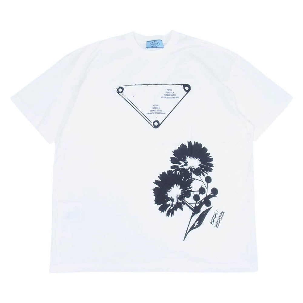 PRADA プラダ 21SS 3558A S211 国内正規品 グラフィック コットン Tシャツ ホワイト系 M【美品】【中古】