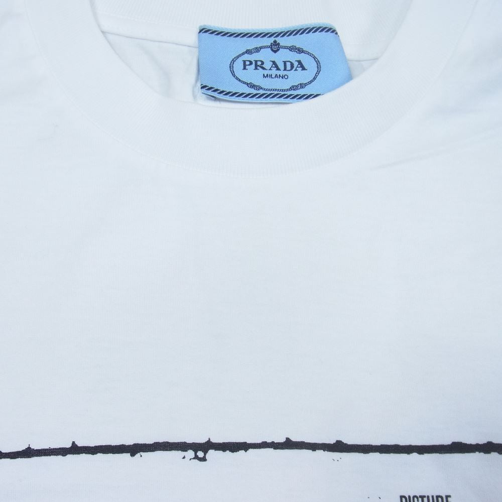 PRADA プラダ 21SS 3558A S211 国内正規品 グラフィック コットン Tシャツ ホワイト系 M【美品】【中古】