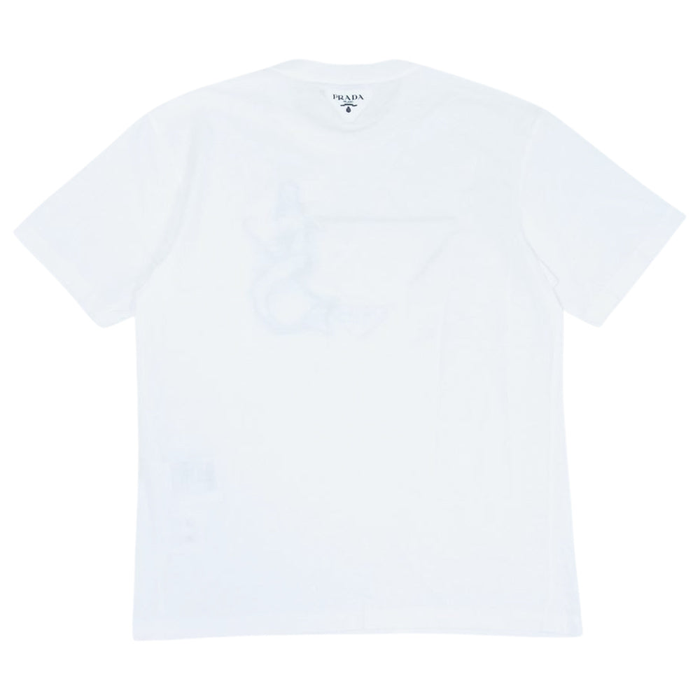 PRADA プラダ 22SS UJN317 S162 国内正規品 Oversized printed jersey T-shirt プリント クルーネック 半袖 Tシャツ ホワイト系 S【美品】【中古】
