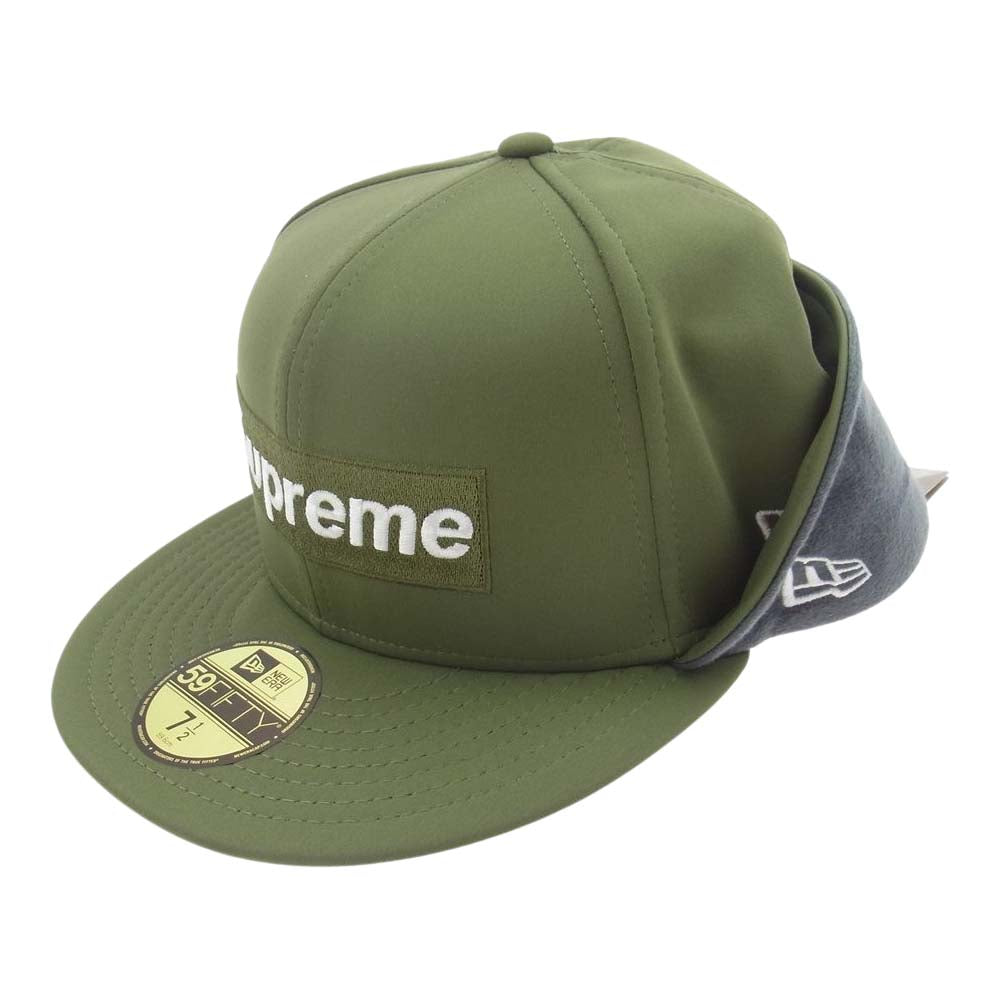 Supreme シュプリーム 20AW New Era CAP WINDSTOPPER Earflap Box Logo ウィンドストッパー イヤーフラップ ボックスロゴ ニューエラ キャップ 耳当て付き帽 モスグリーン系【美品】【中古】