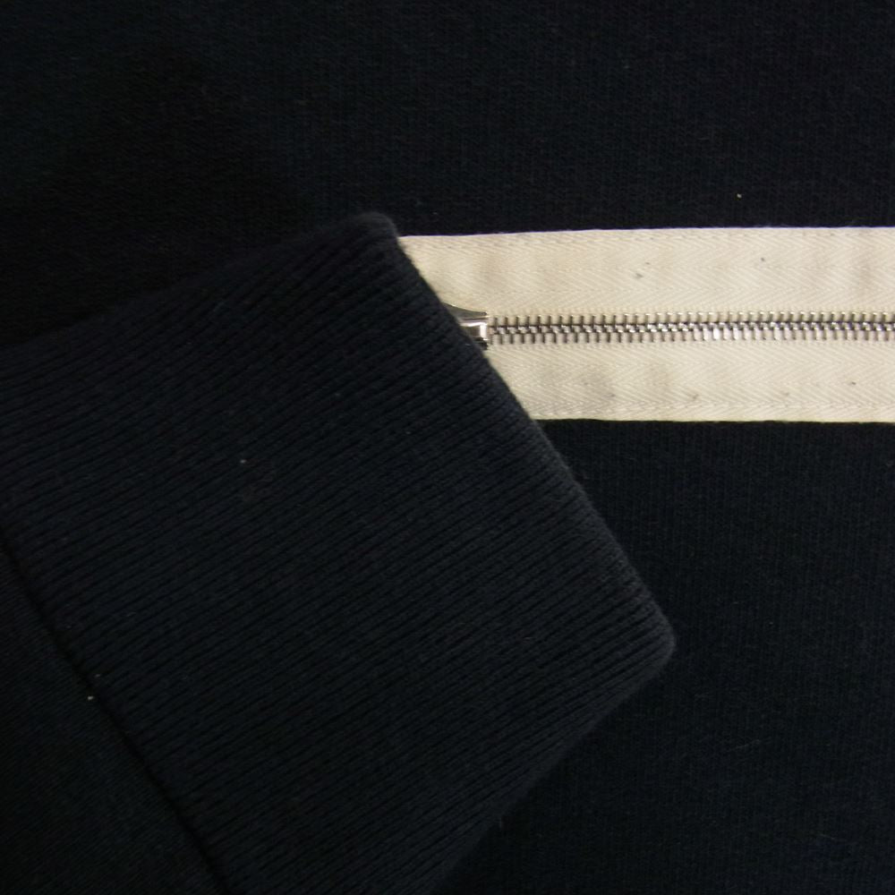 SUNSEA サンシー 16AW 16A05 USED DENIM PATCH ユーズド エルボー デニムパッチ ジップポケット付き ラグラン スウェット トレーナー ネイビー系 3【中古】