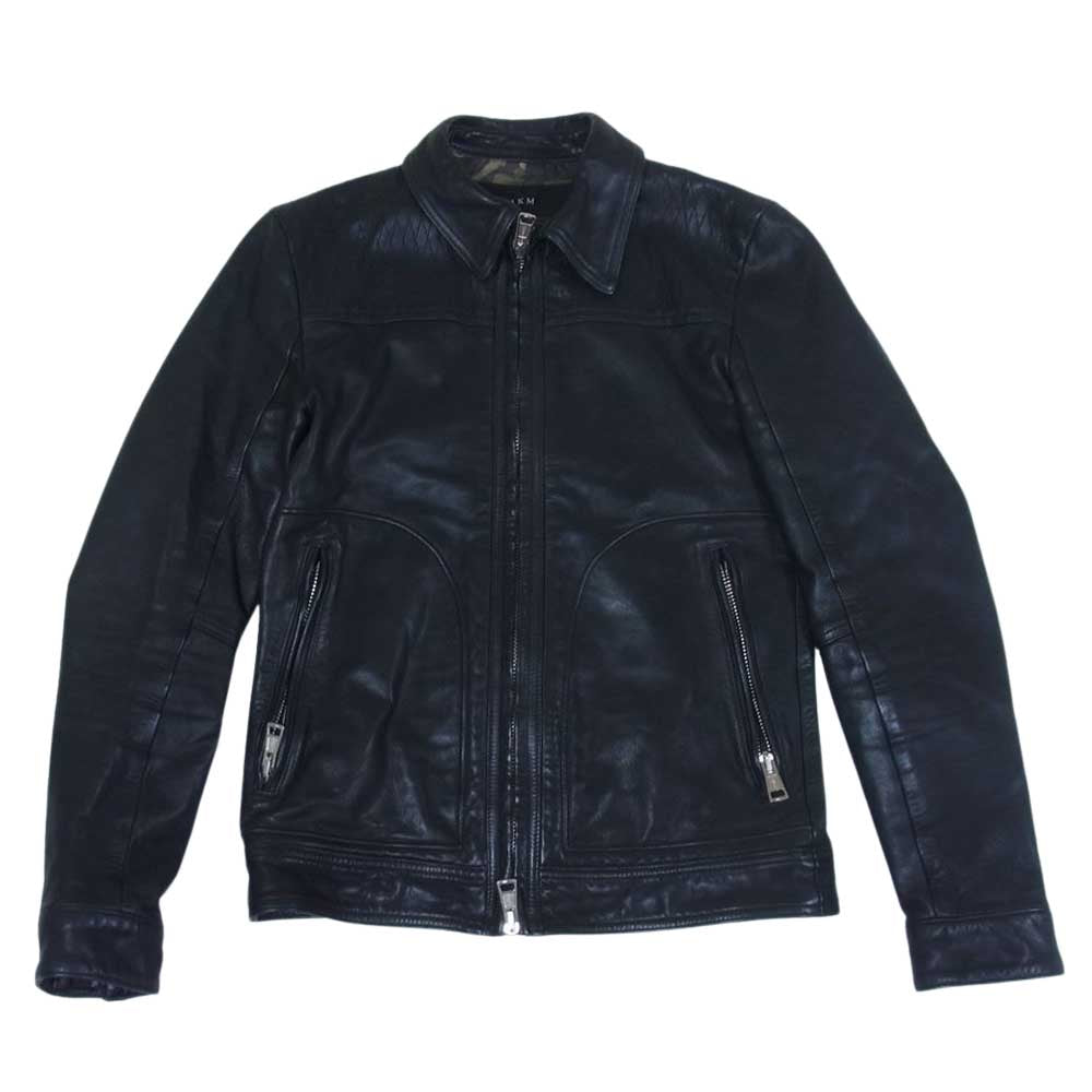 AKM エイケイエム レザー シングル ライダース ジャケット ブラック系 M【中古】