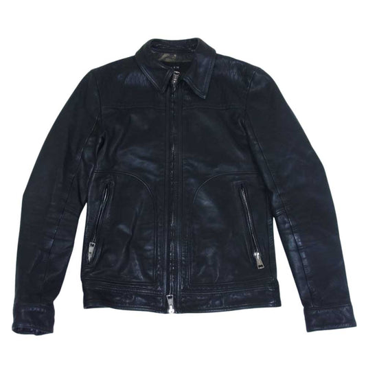 AKM エイケイエム レザー シングル ライダース ジャケット ブラック系 M【中古】