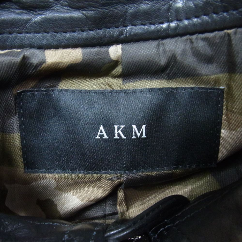 AKM エイケイエム レザー シングル ライダース ジャケット ブラック系 M【中古】