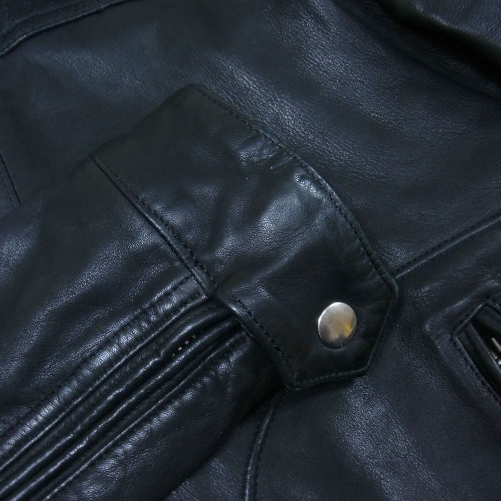 AKM エイケイエム レザー シングル ライダース ジャケット ブラック系 M【中古】