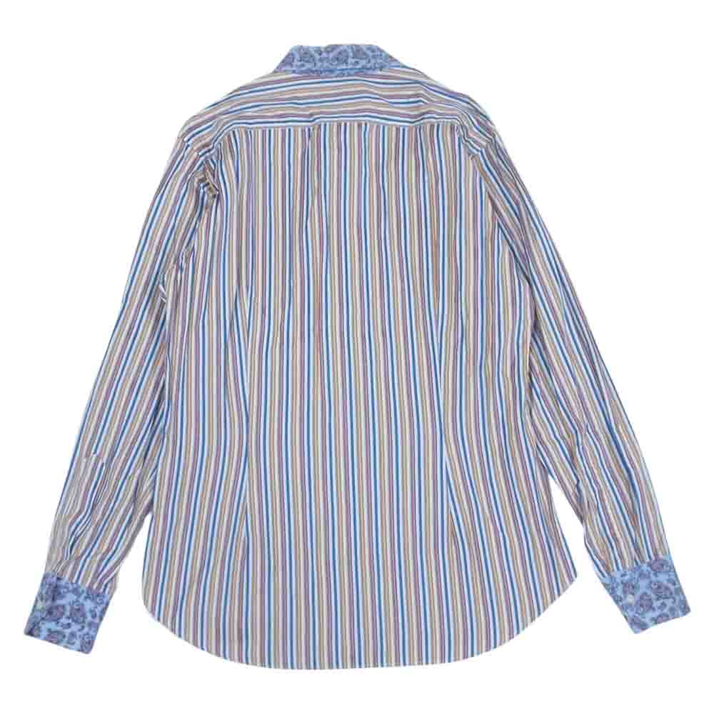 ETRO エトロ 112-12904-3407 国内正規品 ペイズリー切替 長袖 ストライプ シャツ マルチカラー系 41【中古】