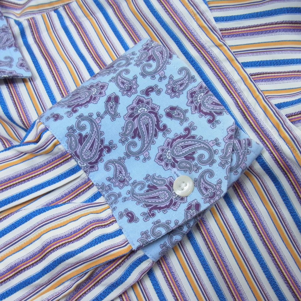 ETRO エトロ 112-12904-3407 国内正規品 ペイズリー切替 長袖 ストライプ シャツ マルチカラー系 41【中古】