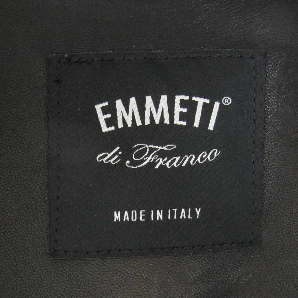 エンメティ 干場義雅 別注 イタリア製 H UOMO アッカウォモ ラムスキン ナッパレザー レザー シングル ライダースジャケット ブラック系 46【中古】