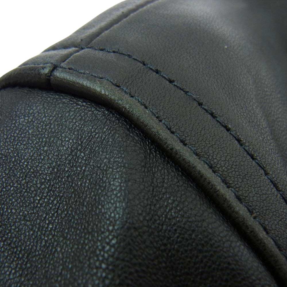 エンメティ 干場義雅 別注 イタリア製 H UOMO アッカウォモ ラムスキン ナッパレザー レザー シングル ライダースジャケット ブラック系 46【中古】