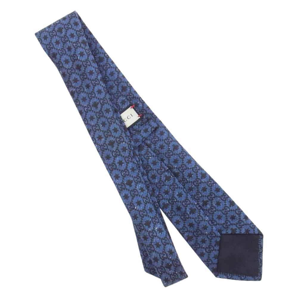 GUCCI グッチ GG ビー スター シルク ジャカード ネクタイ ネイビー系【中古】