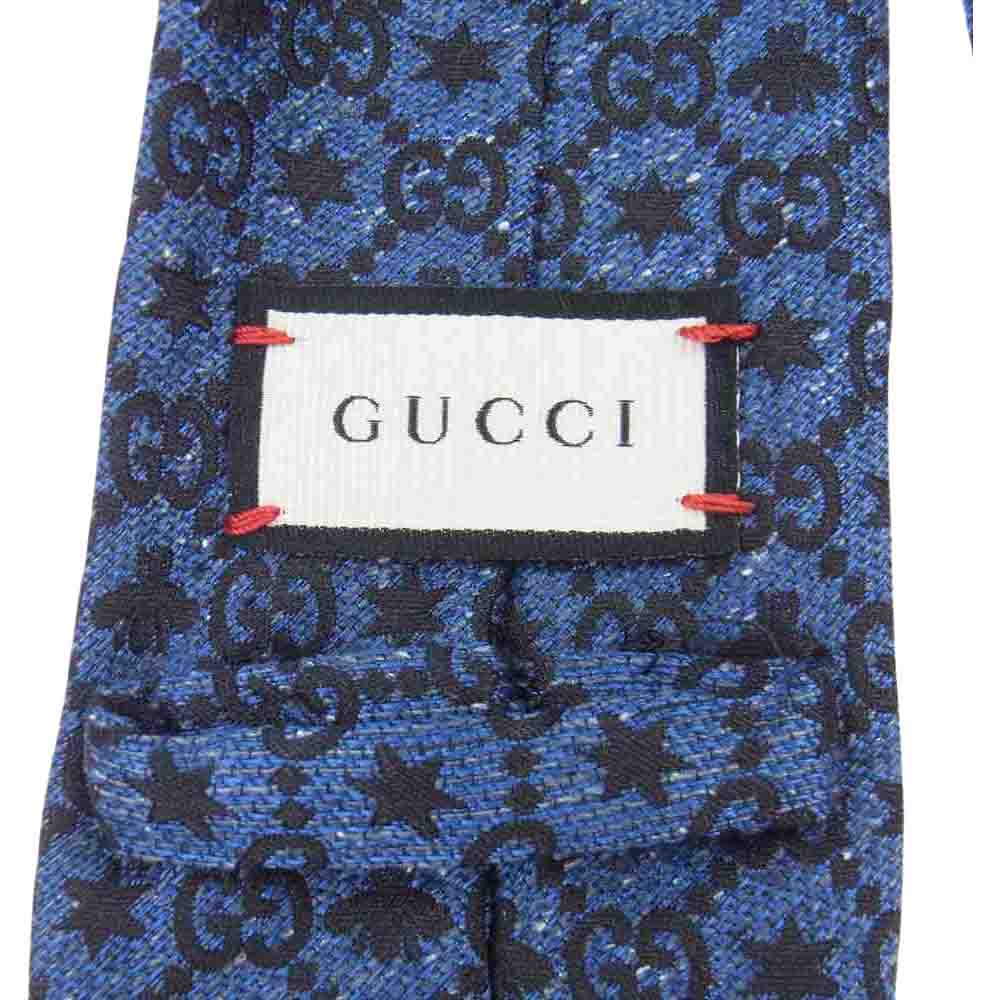 GUCCI グッチ GG ビー スター シルク ジャカード ネクタイ ネイビー系【中古】