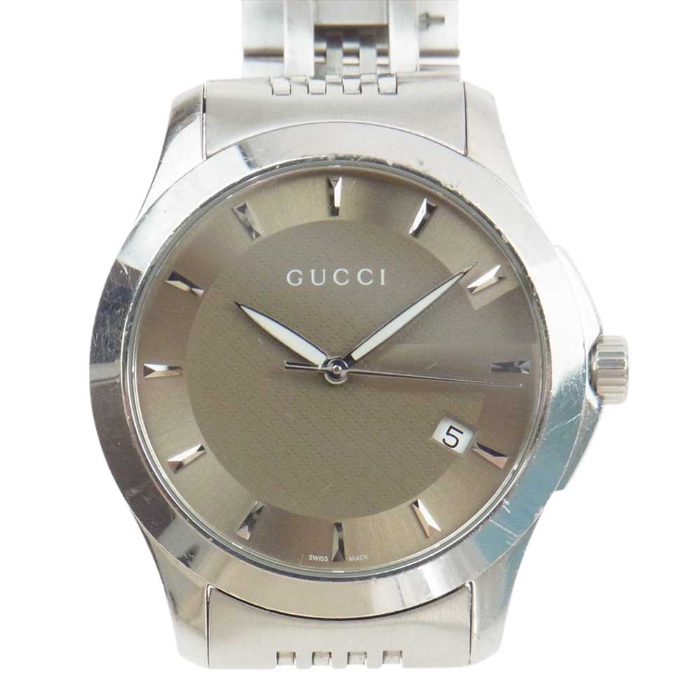 GUCCI グッチ 126.4 Gタイムレス デイト ウォッチ 腕時計 シルバー系