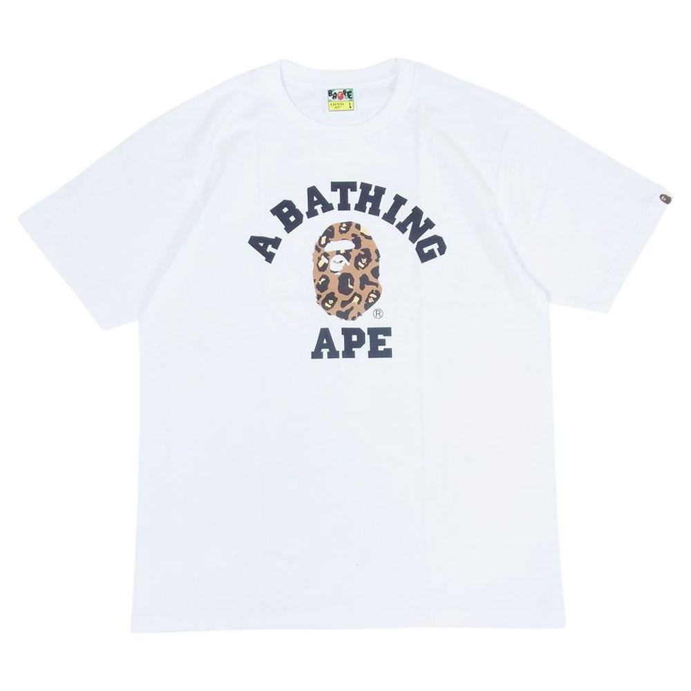 A BATHING APE アベイシングエイプ 20AW BAPE LEOPARD COLLEGE TEE レオパード カレッジ 半袖 Tシャツ ホワイト系 L【新古品】【未使用】【中古】