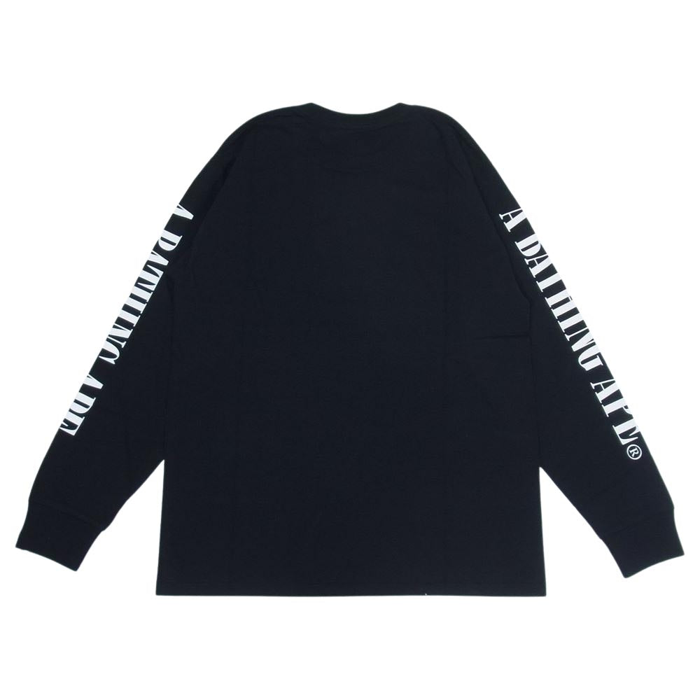A BATHING APE アベイシングエイプ BAPE Check Bape Logo L/S Tee 長袖 ロンT ブラック系 L【新古品】【未使用】【中古】