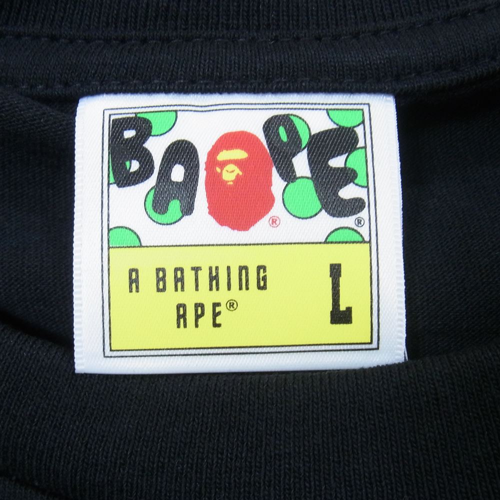 A BATHING APE アベイシングエイプ BAPE Check Bape Logo L/S Tee 長袖 ロンT ブラック系 L【新古品】【未使用】【中古】