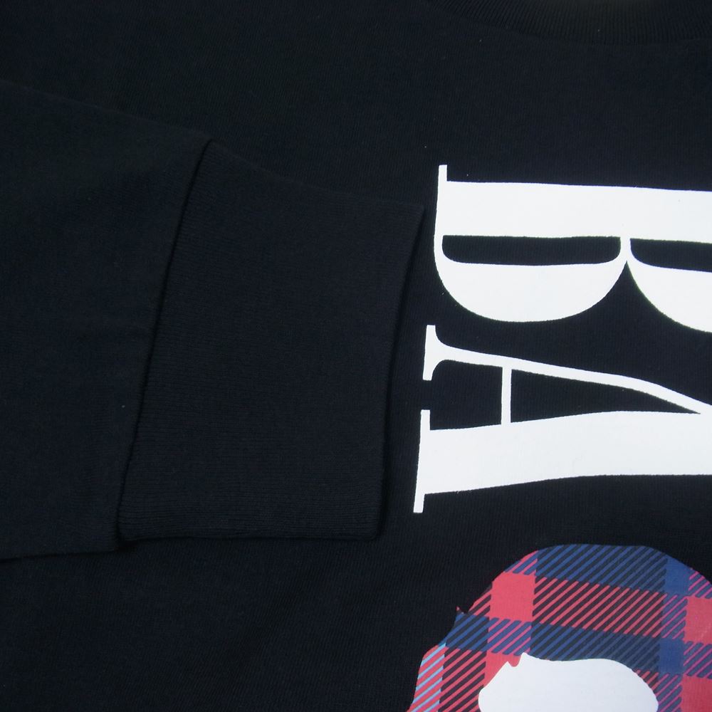 A BATHING APE アベイシングエイプ BAPE Check Bape Logo L/S Tee 長袖 ロンT ブラック系 L【新古品】【未使用】【中古】