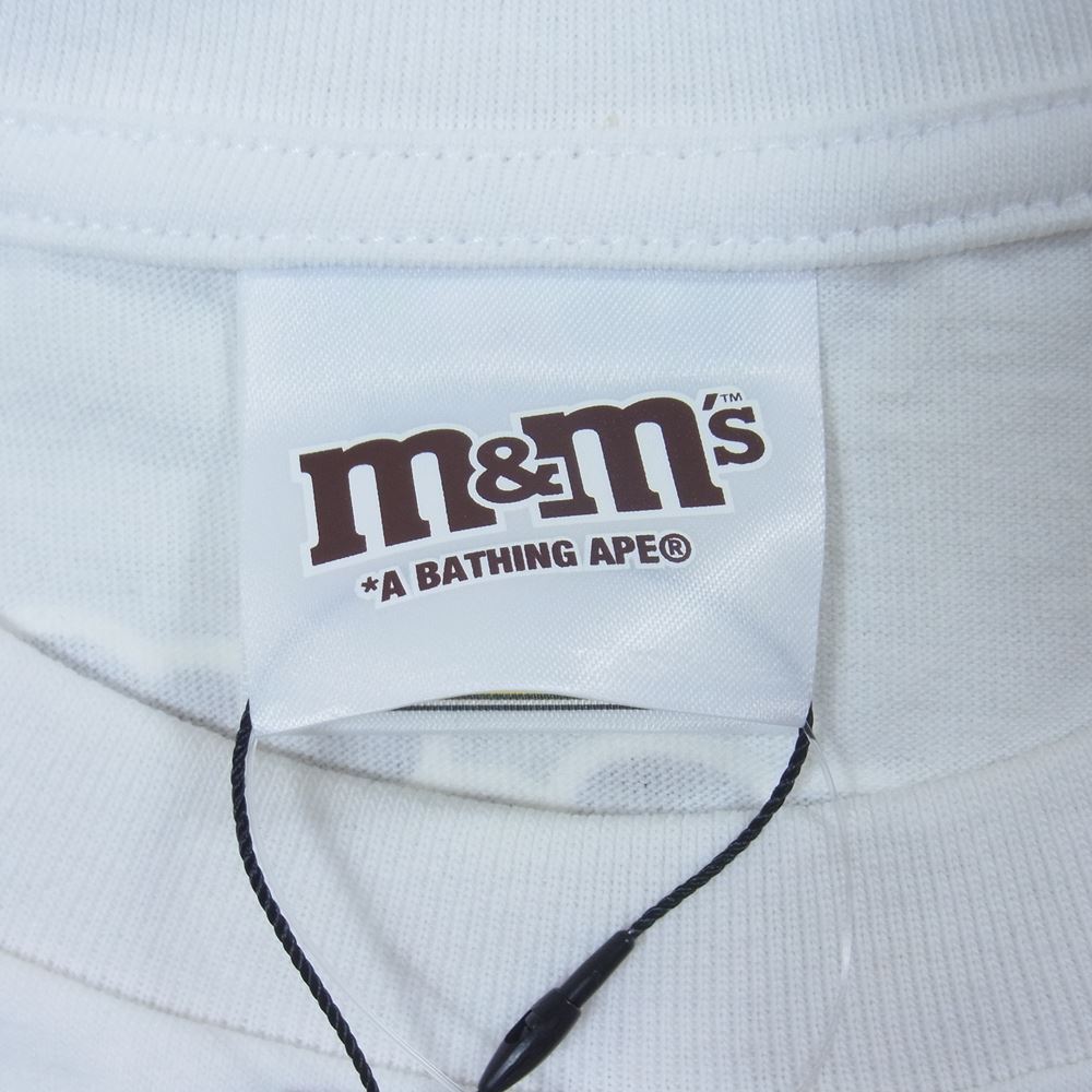 A BATHING APE アベイシングエイプ BAPE X M&M'S COLLEGE TEE エムアンドエム カレッジ 半袖 Tシャツ ホワイト系 L【新古品】【未使用】【中古】