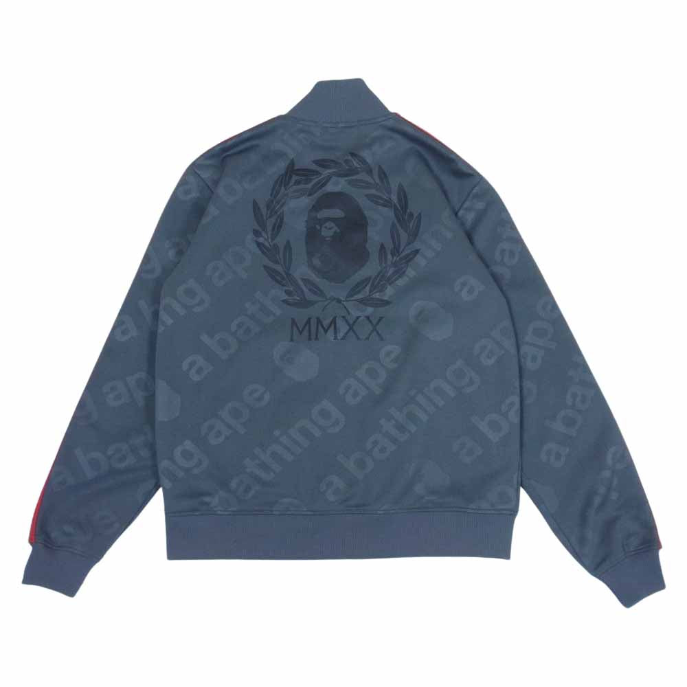 A BATHING APE アベイシングエイプ APE LINE SLEEVE JERSEY エイプ ライン スリーブ ジャージ トラック ジャケット チャコール系 M【中古】
