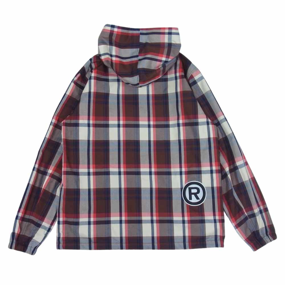 A BATHING APE アベイシングエイプ ロゴワッペン チェック フーデッド ジャケット レッド系 S【中古】