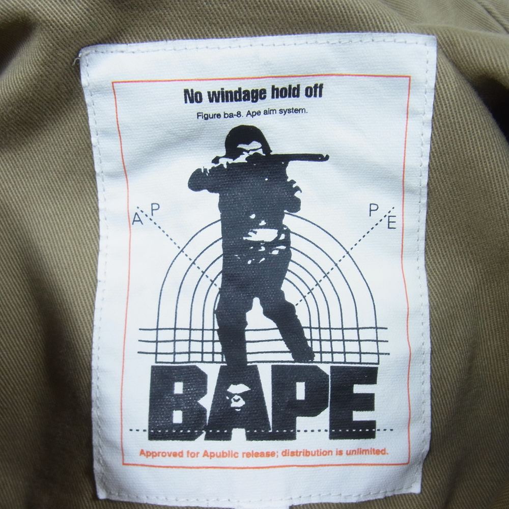 A BATHING APE アベイシングエイプ シャーク パッチ WGM プリント エポレット ミリタリー フード ジャケット ベージュ系 カーキ系 M【中古】
