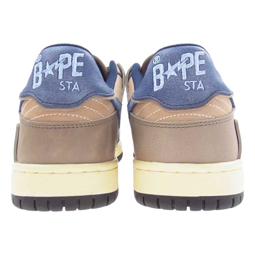 A BATHING APE アベイシングエイプ 1I20191020 BAPE STA SK8 STA ベイプスタ ローカット スニーカー NAVY ライトブラウン系 インディゴブルー系 27.5cm【新古品】【未使用】【中古】