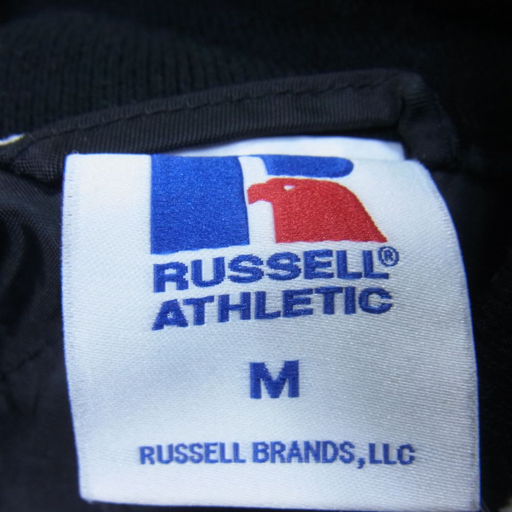 A BATHING APE アベイシングエイプ 001LJG731913X RUSSELL COLLEGE ATHLETIC VARSITY JACKET ラッセル アスレティック パッチワーク スタジアム ジャケット スタジャン  ブラック系 M【中古】
