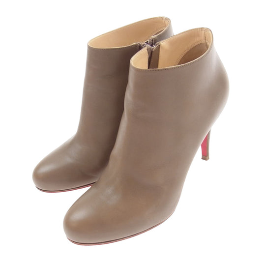 Christian Louboutin クリスチャンルブタン 313002 BELLE 85 CALF レザー ブーティー ショート ブーツ ベージュ ベージュ系 レッド系 36【中古】