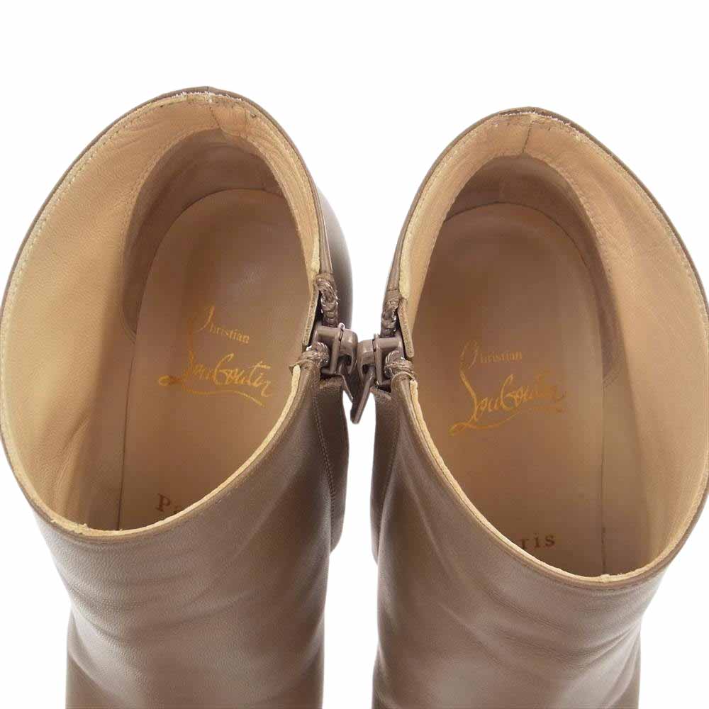 Christian Louboutin クリスチャンルブタン 313002 BELLE 85 CALF レザー ブーティー ショート ブーツ ベージュ ベージュ系 レッド系 36【中古】