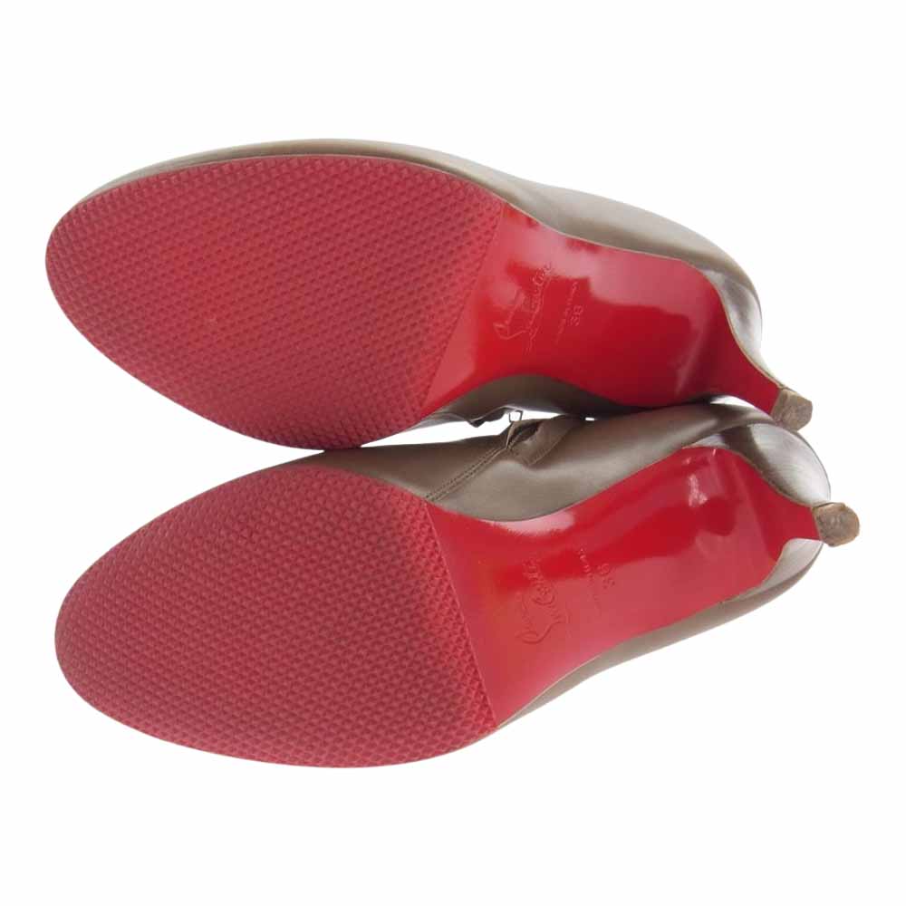 Christian Louboutin クリスチャンルブタン 313002 BELLE 85 CALF レザー ブーティー ショート ブーツ ベージュ ベージュ系 レッド系 36【中古】