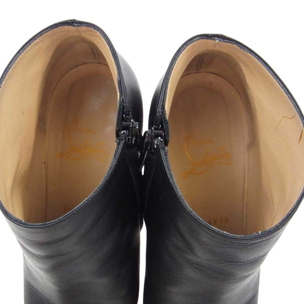 Christian Louboutin クリスチャンルブタン 3130002 BELLE 85 CALF レザー ブーティー ショート ブーツ ブラック ブラック系 レッド系 36【中古】