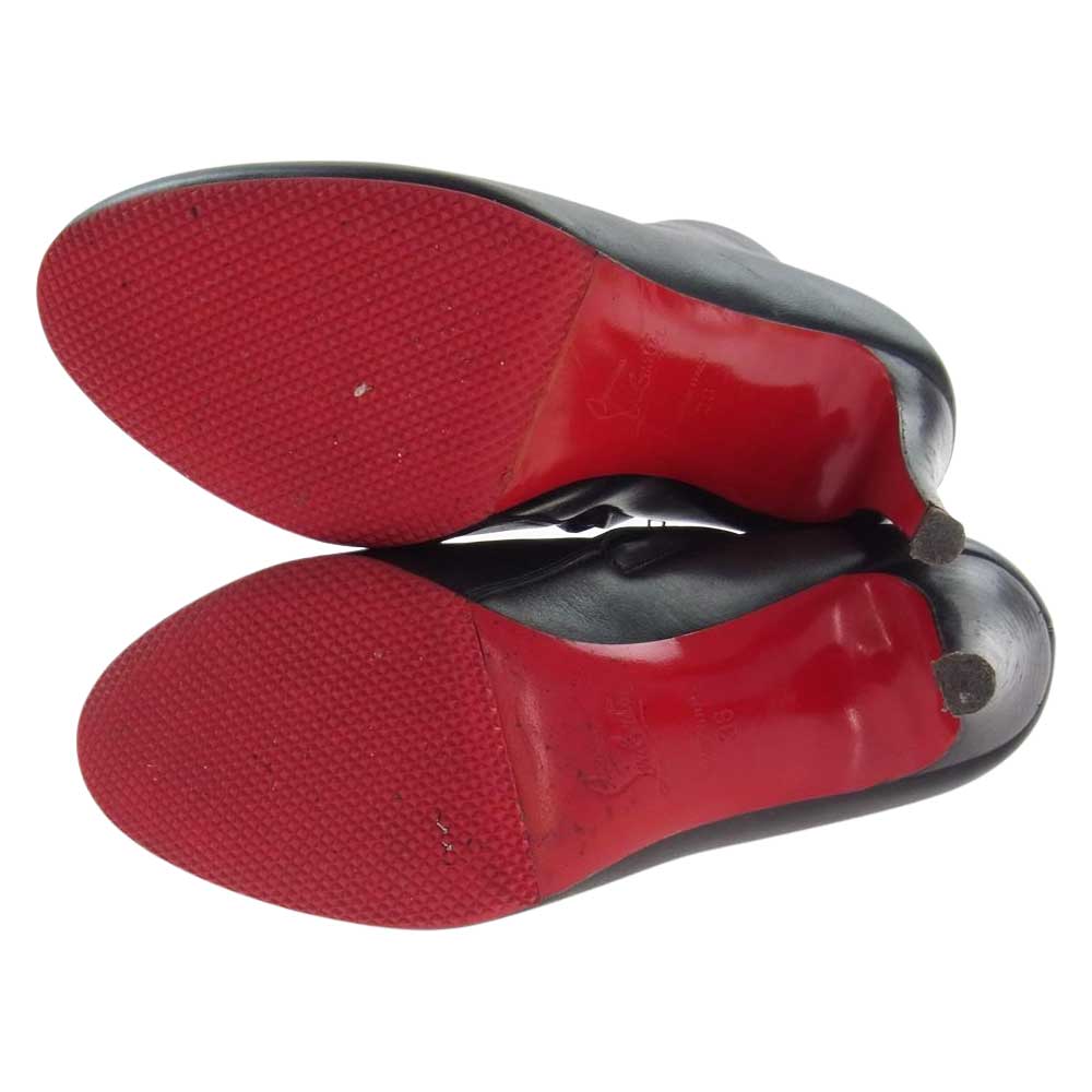 Christian Louboutin クリスチャンルブタン 3130002 BELLE 85 CALF レザー ブーティー ショート ブーツ ブラック ブラック系 レッド系 36【中古】