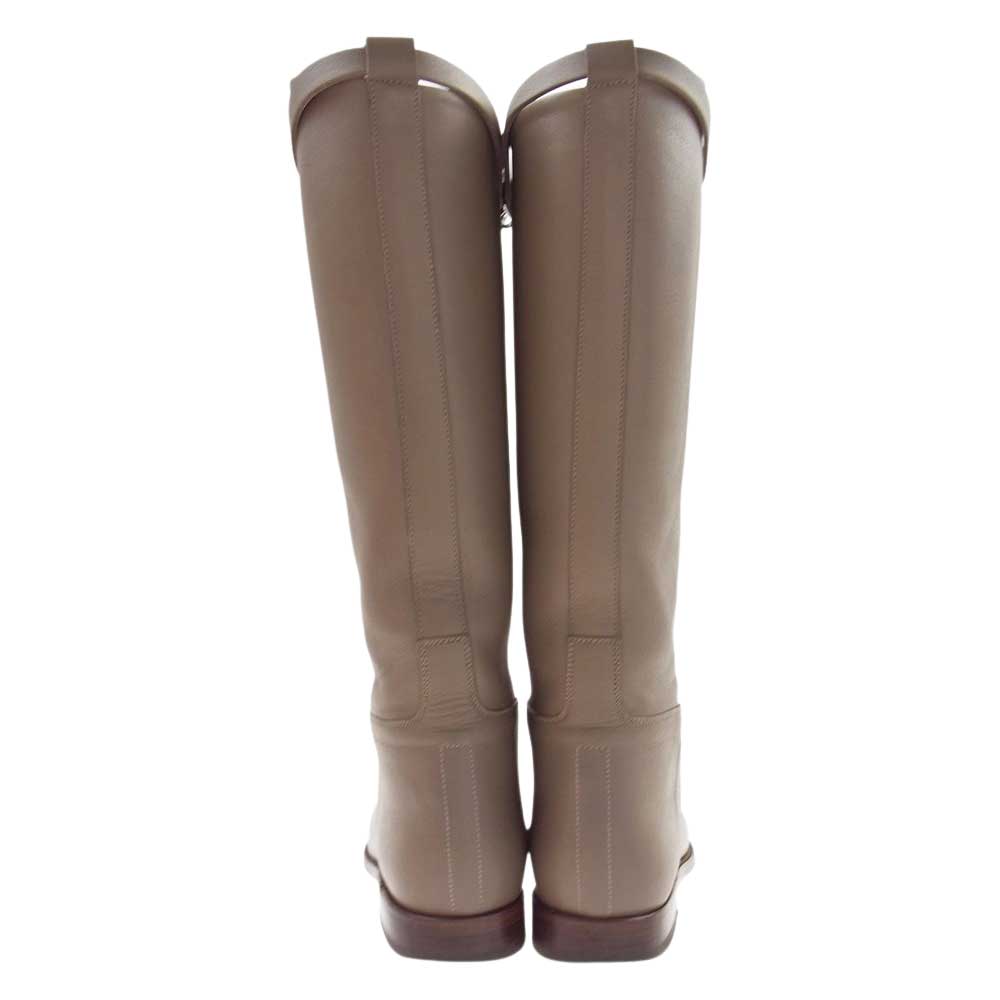 HERMES エルメス ケリー金具 レザー ジャンピング ブーツ エトゥープ ベージュ系 36【中古】