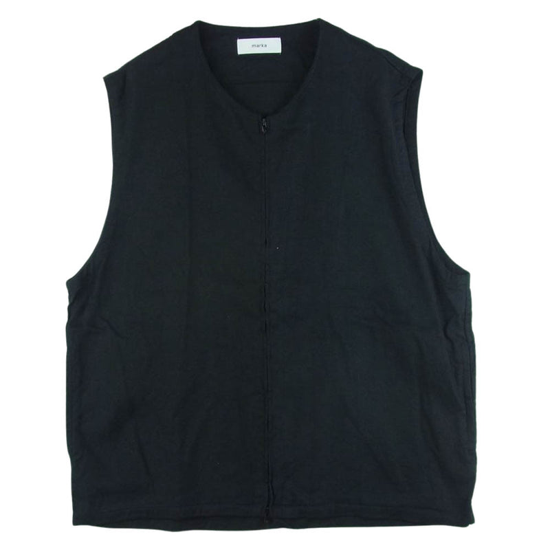 marka マーカ M22A-05BL01A ZIP UP VEST SILK LINEN TWILL シルクリネン ツイル ジップアップ ベスト ブラック系 2【中古】