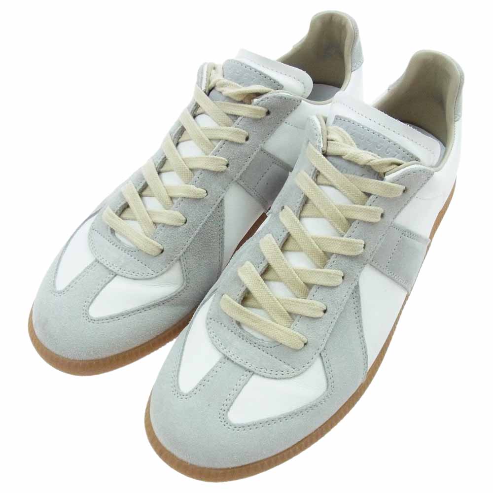 MAISON MARGIELA メゾンマルジェラ 22 ジャーマントレーナー レザー ローカット スニーカー ベージュ系 40【美品】【中古】