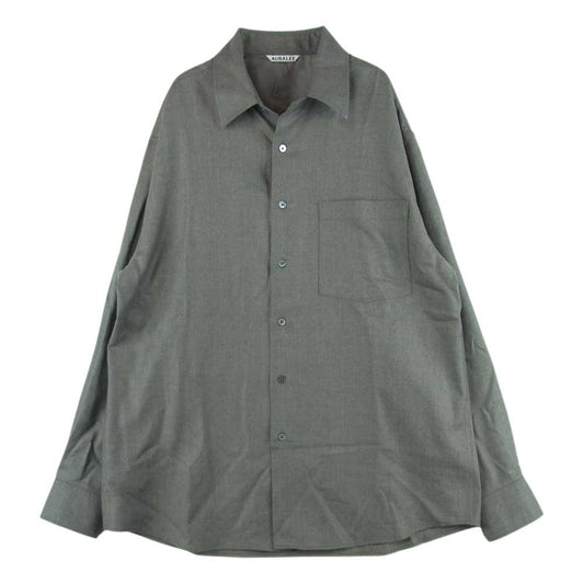 AURALEE オーラリー A22AS01OS SUPER LIGHT WOOL SHIRTS スーパーライト ウール シャツ 長袖 グレー系 3【美品】【中古】