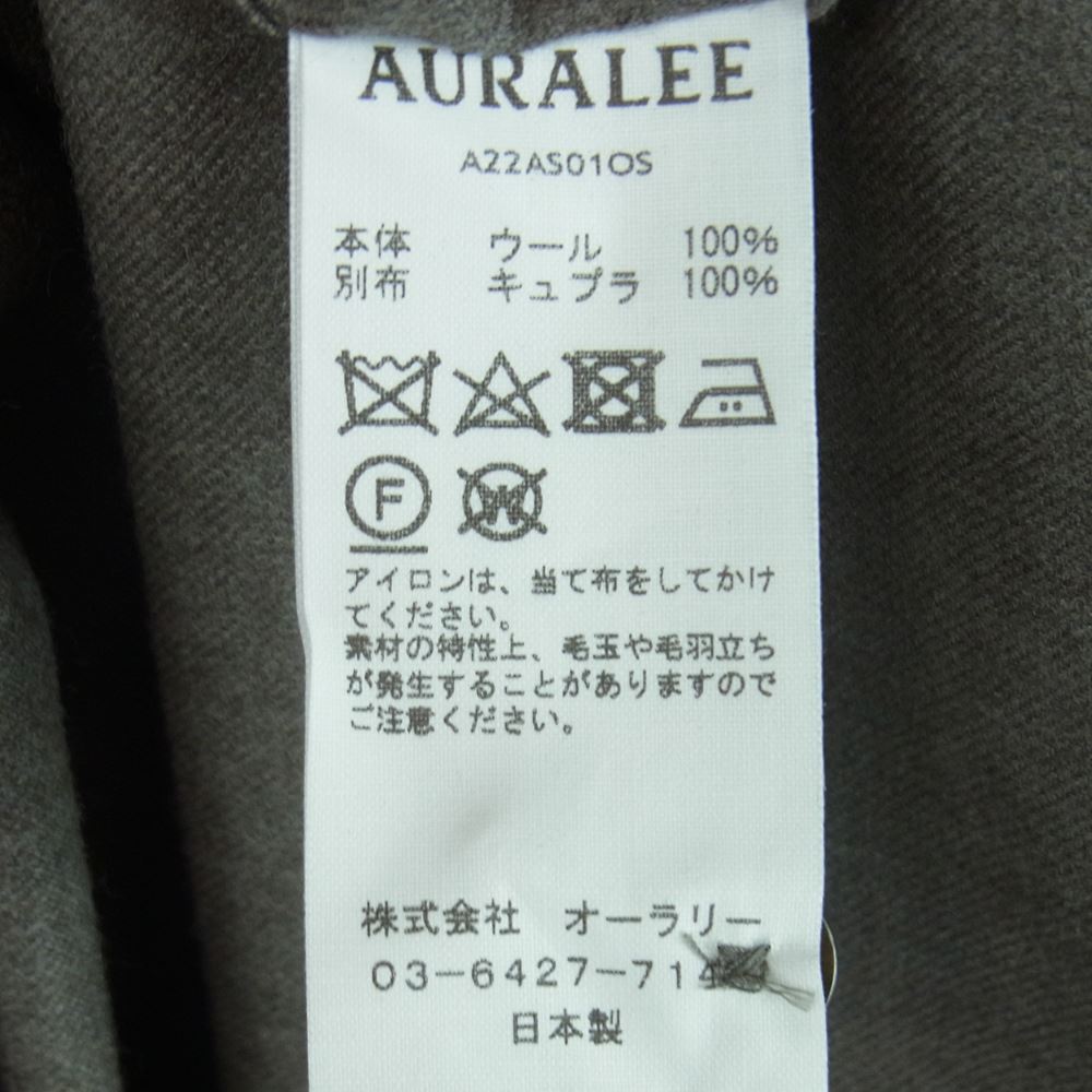 AURALEE オーラリー A22AS01OS SUPER LIGHT WOOL SHIRTS スーパーライト ウール シャツ 長袖 グレー系 3【美品】【中古】