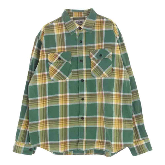 CALEE キャリー L/S Check shirt 長袖 チェック シャツ ヘビーネル グリーン系 L【中古】