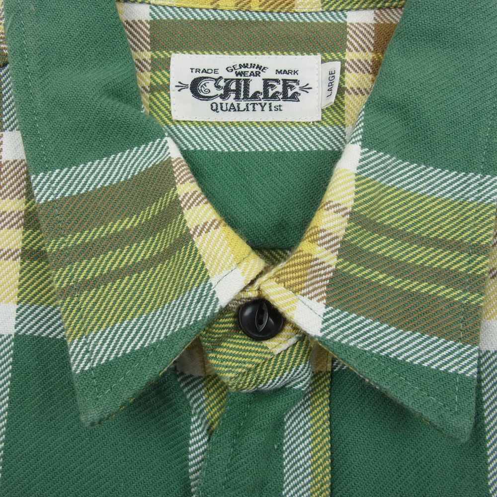 CALEE キャリー L/S Check shirt 長袖 チェック シャツ ヘビーネル グリーン系 L【中古】