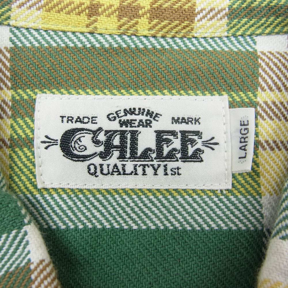 CALEE キャリー L/S Check shirt 長袖 チェック シャツ ヘビーネル グリーン系 L【中古】