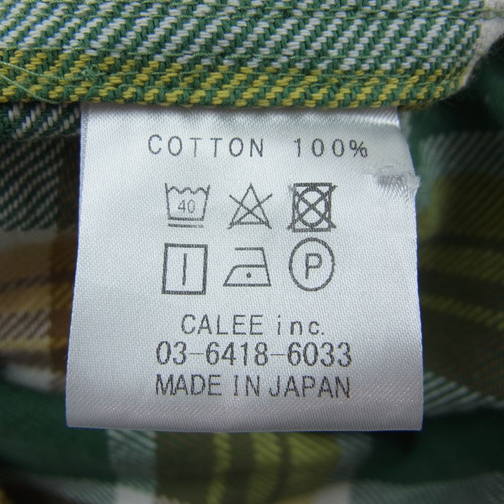 CALEE キャリー L/S Check shirt 長袖 チェック シャツ ヘビーネル グリーン系 L【中古】