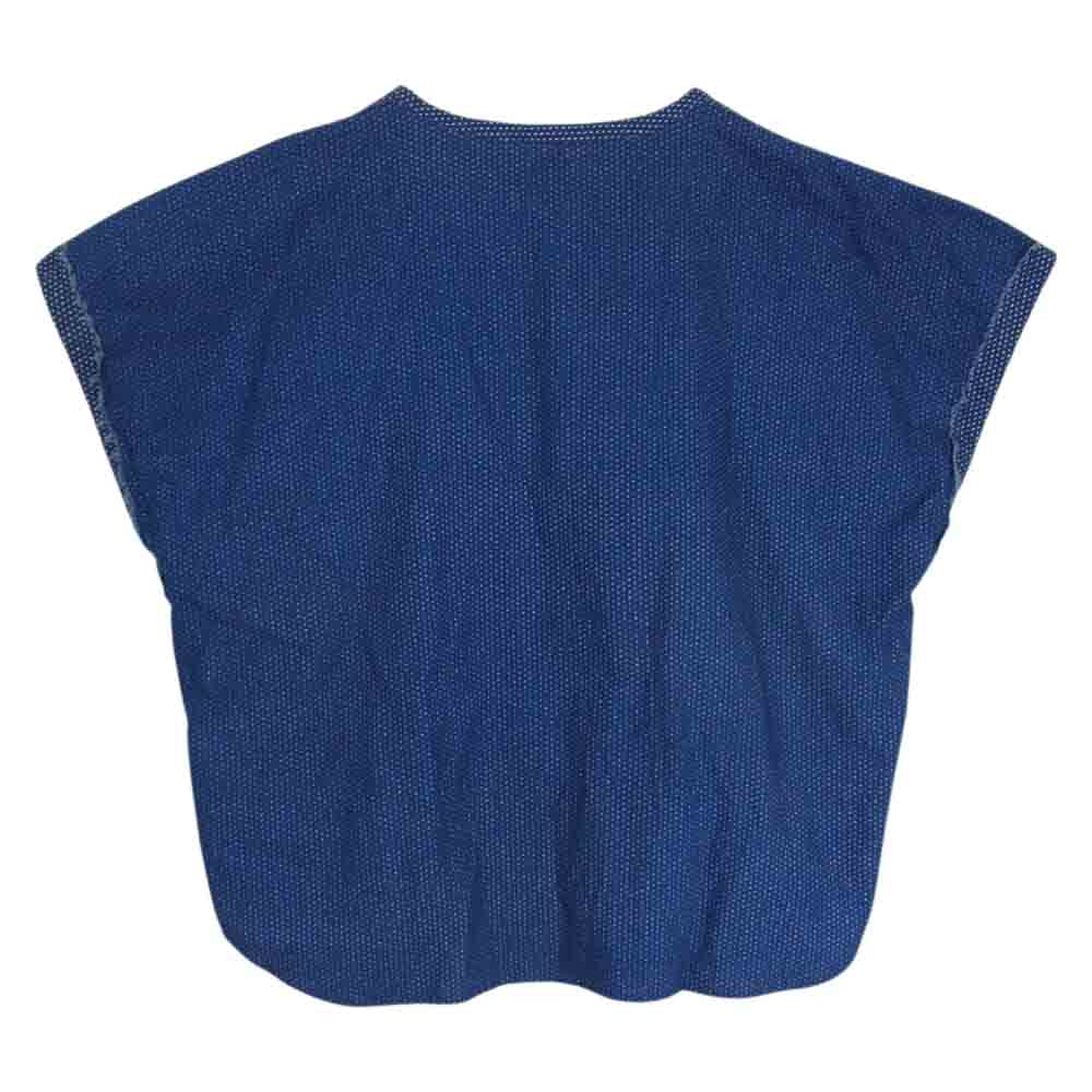 PORTER CLASSIC ポータークラシック SASHIKO SASHI-DOT PONCHO TEE 刺し子 サシコ ドット サシドット ポンチョ Vネック 半袖 Tシャツ カットソー ネイビー系 2【中古】