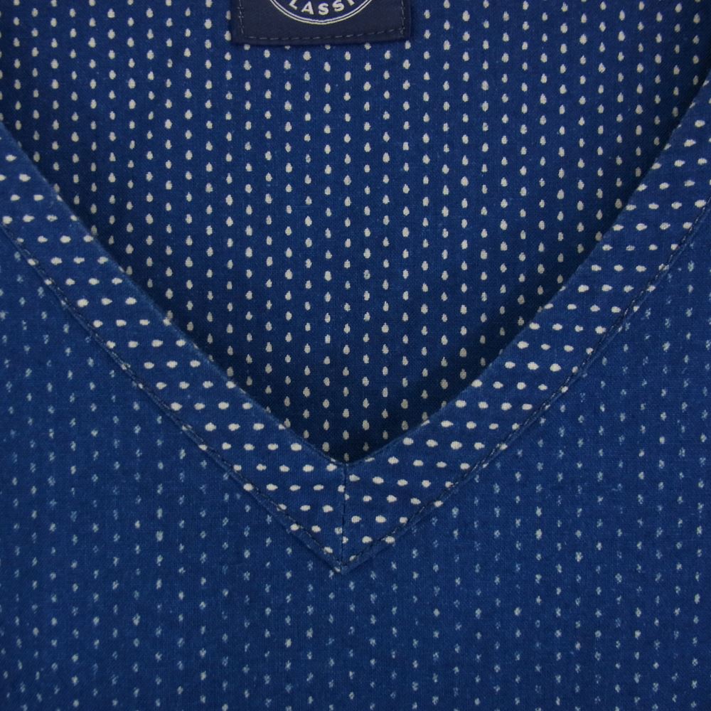 PORTER CLASSIC ポータークラシック SASHIKO SASHI-DOT PONCHO TEE 刺し子 サシコ ドット サシドット ポンチョ Vネック 半袖 Tシャツ カットソー ネイビー系 2【中古】