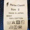 PORTER CLASSIC ポータークラシック SASHIKO SASHI-DOT PONCHO TEE 刺し子 サシコ ドット サシドット ポンチョ Vネック 半袖 Tシャツ カットソー ネイビー系 2【中古】