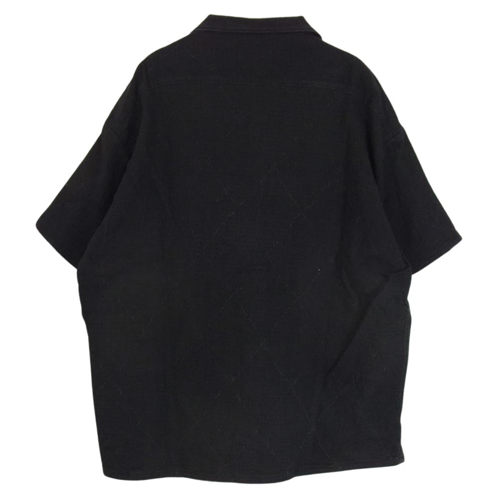PORTER CLASSIC ポータークラシック 21SS SASHIKO STRETCH KEROUAC SHIRT 刺し子 サシコ ストレッチ ケルアック 半袖 開襟 オープンカラー シャツ ブラック系 L【中古】