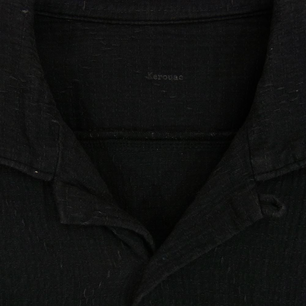 PORTER CLASSIC ポータークラシック 21SS SASHIKO STRETCH KEROUAC SHIRT 刺し子 サシコ ストレッチ ケルアック 半袖 開襟 オープンカラー シャツ ブラック系 L【中古】