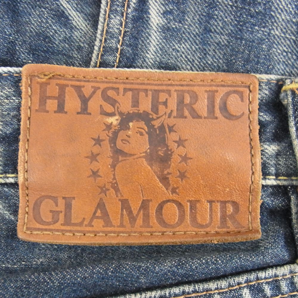 HYSTERIC GLAMOUR ヒステリックグラマー 0203AP06 ウォッシュ加工 スタッズ デニム パンツ インディゴブルー系 28【中古】