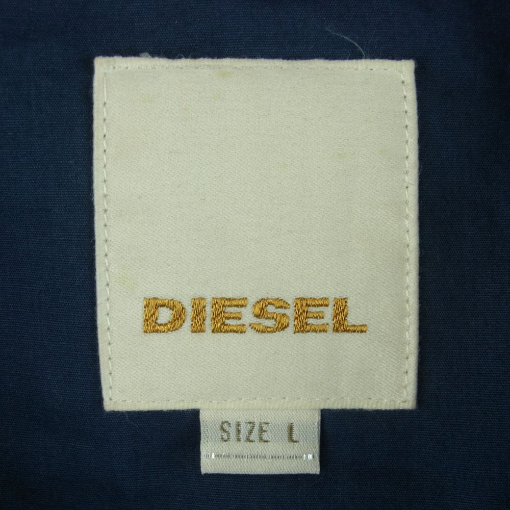 DIESEL ディーゼル 牛革 レザー 切替し ナイロン ジャケット 中国製 ネイビー系 L【中古】